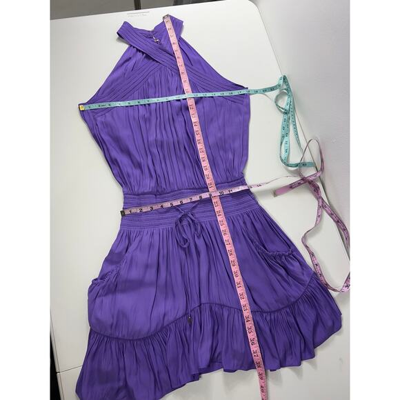 NEW Ramy Brook Ziggy Halter Smocked Short Dress Purple Women's Resort Club - Picture 10 of 10